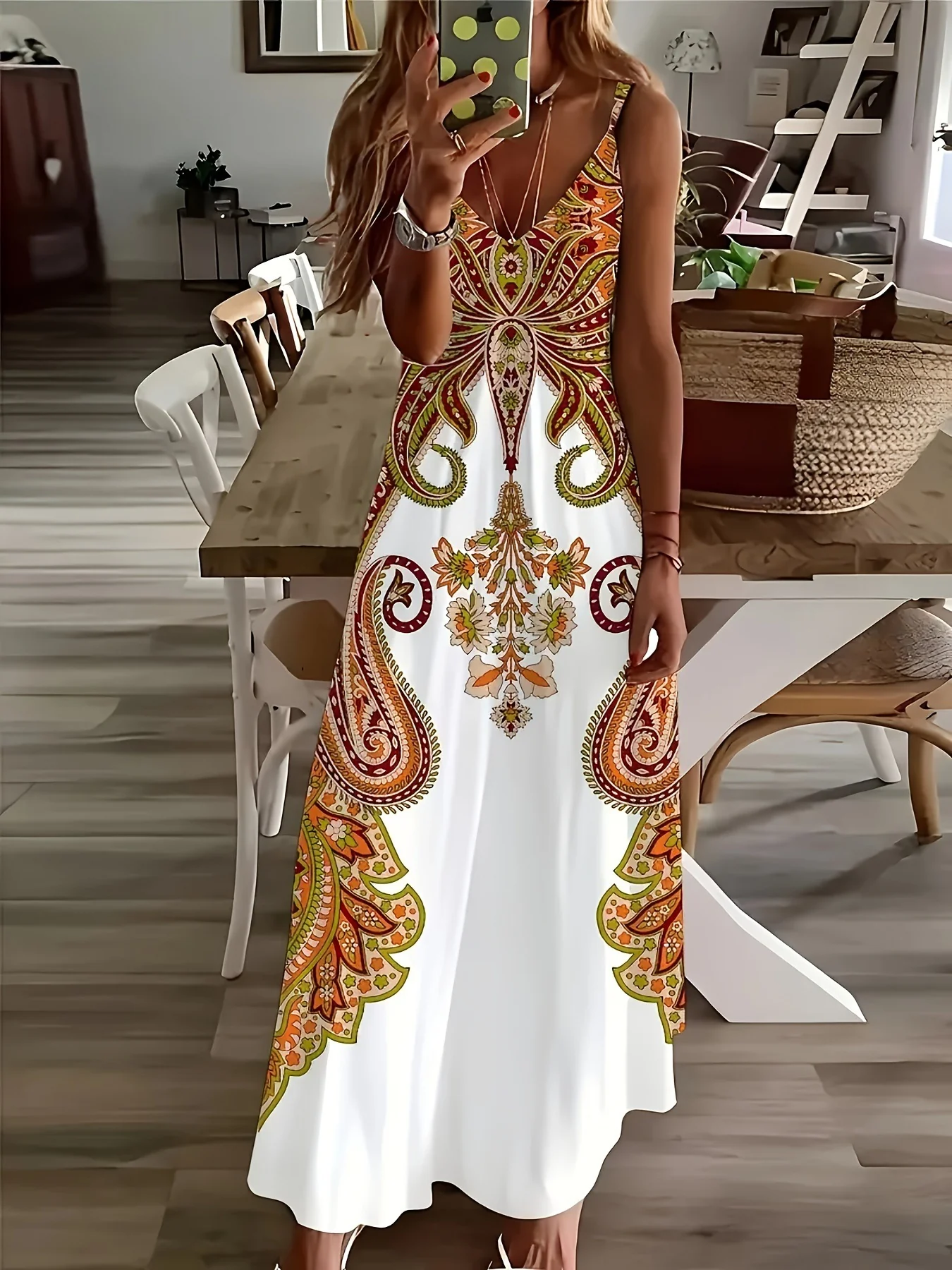 3D Printed Boho Style Long Skirt Casual Dress Women